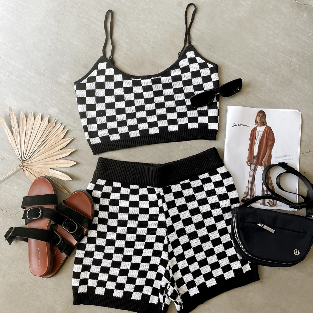 Checkered Knit Set